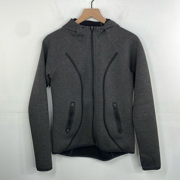 Athleta Fuse Hooded Scuba Gray Thumbhole
Zipper Pocket Zip Up Jacket Sz Small - Picture 1 of 13